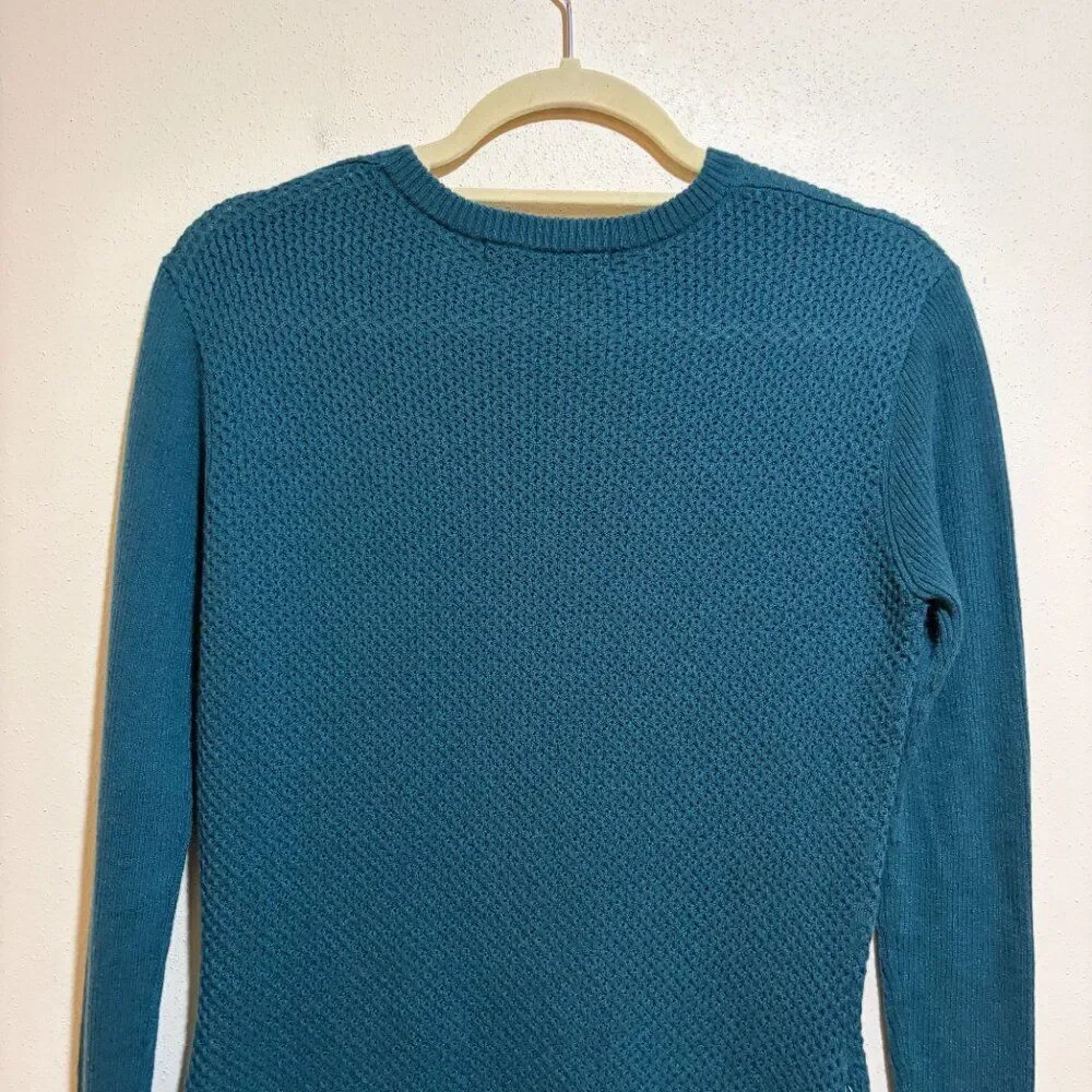 Title Nine Size S Small Woolicious Waffle Sweater Dress Dark Teal Blue - Picture 12 of 13